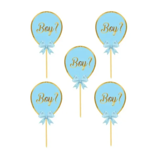 Cinsiyet Partisi Konuşma Balonu 5li Boy Mavi Balon Çubukları 12x17 Cm Diğer