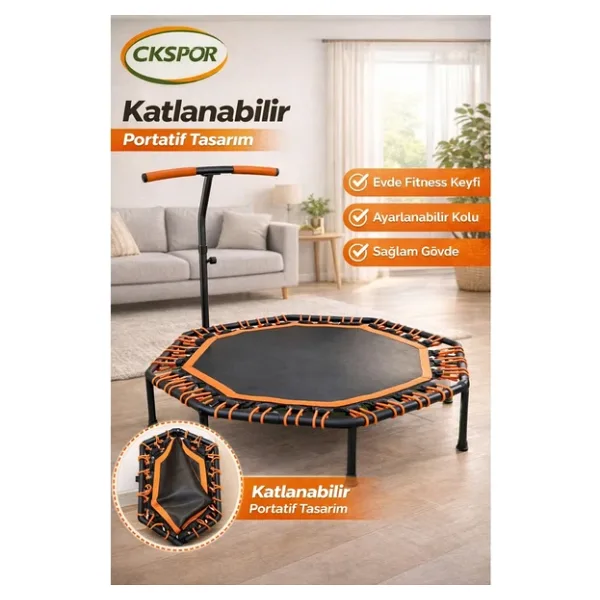 Ckspor Katlanabilir Sekizgen Step Trambolin Tutunmalı Trambolin Fitness Zıplama Trambolini