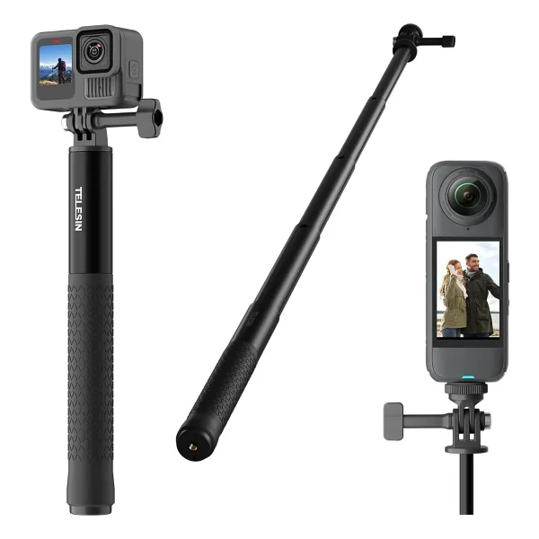 Coverzone Uzatılabilir Selfie Çubuğu GoPro Hero 13 12 11 10/Insta 360/DJI Osmo 360 Action 5 4 Pocket