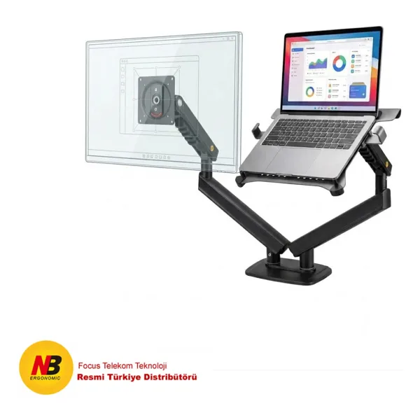 Daytona North Bayou Nb Amortisörlü 17"-27" Monitör Tutucu Ve 10"-17" Laptop Standı Yeni Tasarım A5CL-FP2