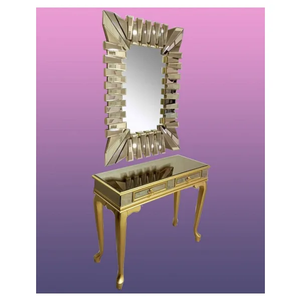 Dresuar St 18550 2Çek Modl Kayın Gold Renk Aslan Ayk Kare Ayna Kaplı Güneş Elyapı