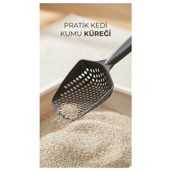 Eco Lounge Kedi Kumu Eleme Küreği Paslanmaz Çelik Saplı ve Delikli Yapısıyla Temizlik Için Uygun