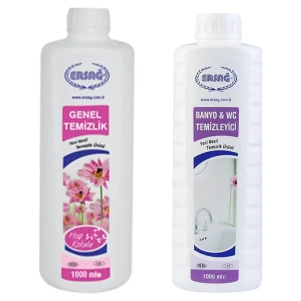 Ersağ 1000 ml Genel Temizlik + 1000 ml Banyo Wc Temizleyici