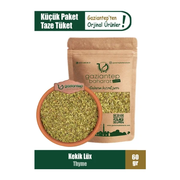 Gaziantep Baharat Kekik 60 gr - Kekik Lüx, Yöresel Ve Doğal, Zengin Aroma