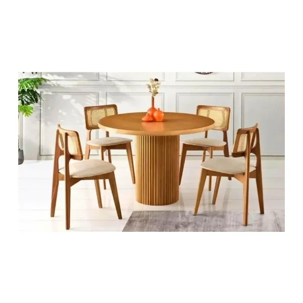 Gazzini Furniture Helios Hazeranlı Ahşap Bohem Sandalye - Ceviz - Beyaz