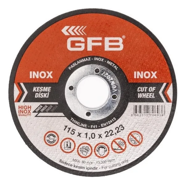 Gfb Metal Kesici Taş 115x1.0x22.23 Inox Kesme Taşı Paslanmaz Özellikli