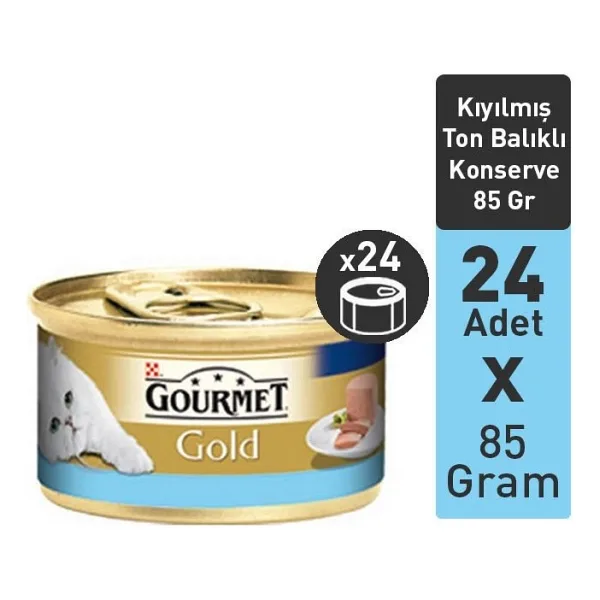 Gourmet Kıyılmış Ton Balıklı 85 gr 24'lü Yetişkin Konserve Kedi Maması