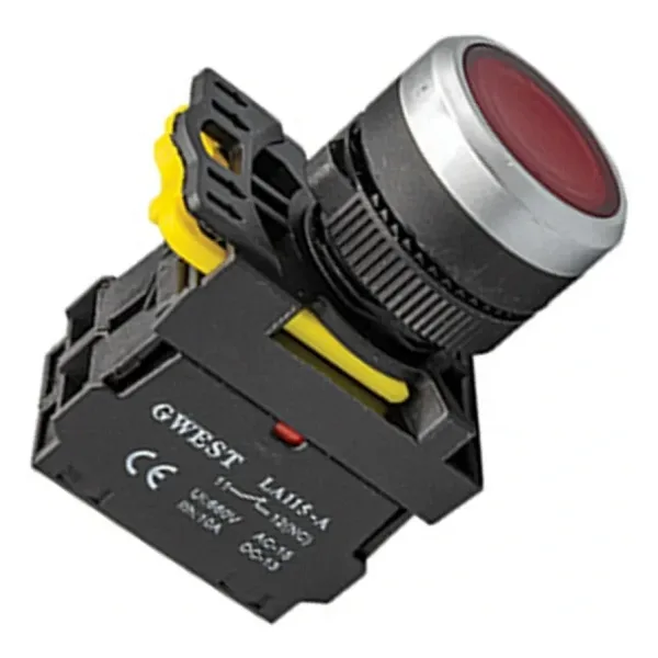 Gwest A5-01D 22mm Kırmızı Led Işıklı Yaylı Stop Buton 220V 1NC