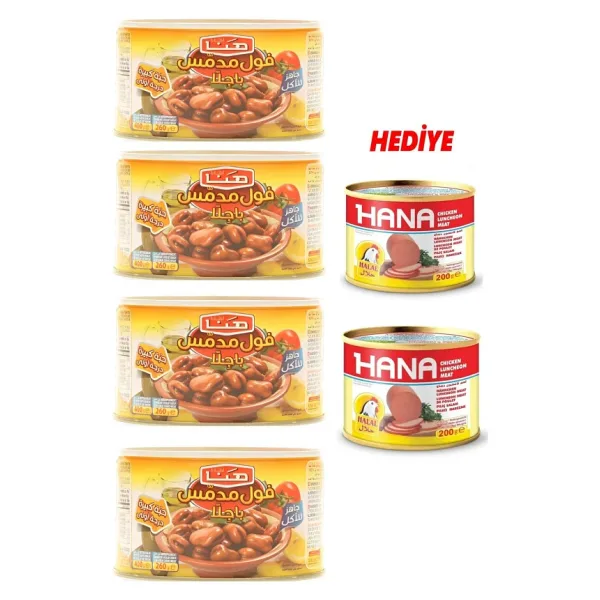 Hana Bakla Konservesi 400 Gr X 4Adet Salam 2Adet Hediye