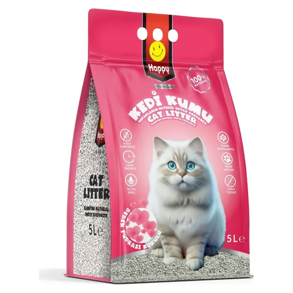 Happy Bebek Pudrası Kokulu 5 lt Bentonit Kedi Kumu
