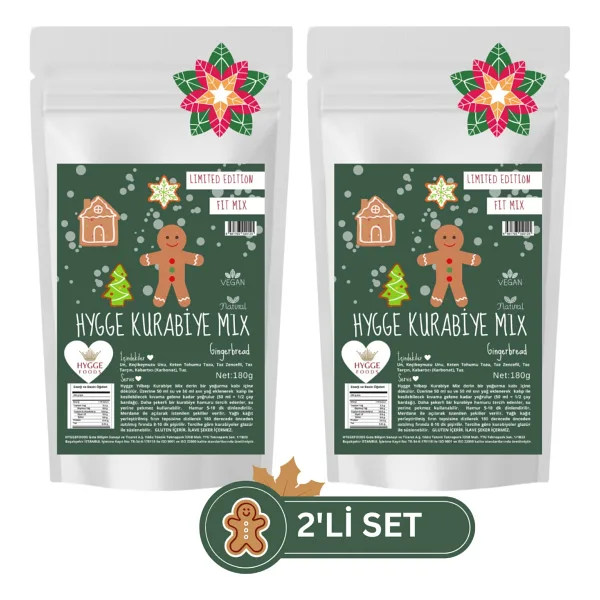 Hygge Foods Hygge Yılbaşı Kurabiye Mix - Zencefilli Ince Kurabiye Gingerbread Süpermix Limited Edition - 2'li x 180 gr