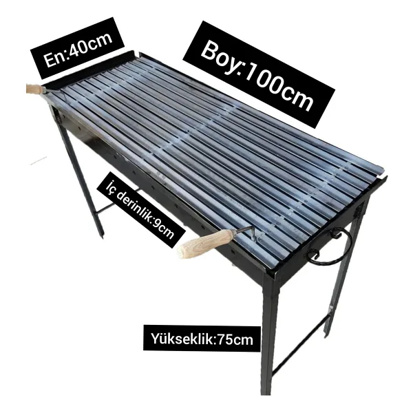 İklim 40X100 cm Demir Mangal Barbekü Oluklu Izgara