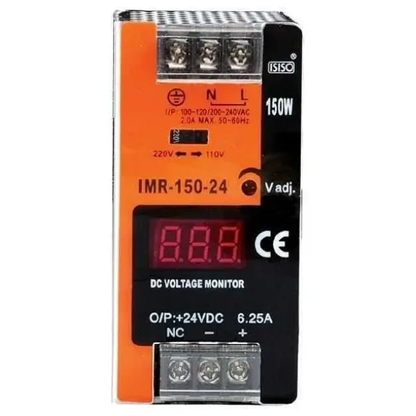 IMR-150-24 - 150W 24VDC 6.25A Mini Göstergeli Raya Montajlı Güç Kaynağı