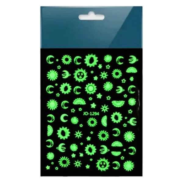 Karanlıkta Parlayan Ay Güneş Yıldız Tırnak Sticker Tırnak Etiketi Nail Art Jo-1294