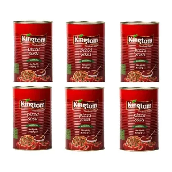 KİNGTOM Pizza Sosu 4.100 Gr x 6 Adet 24.600 Gr ( Baharatlı )