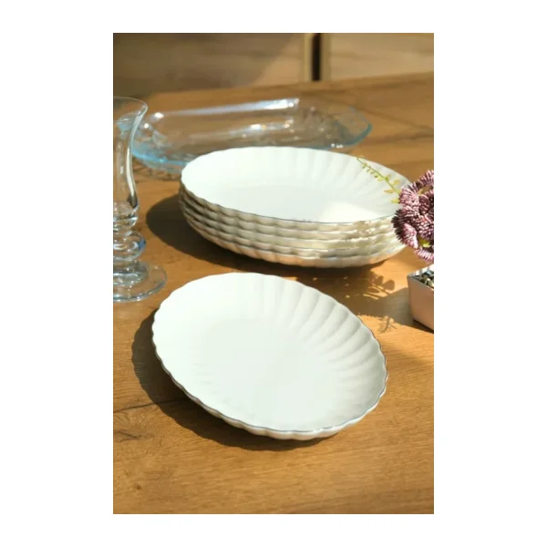 Kütahya Porselen Bone Luz Platin File Kayık Tabak 24X17cm Bnlzf24ky220 6 Lı