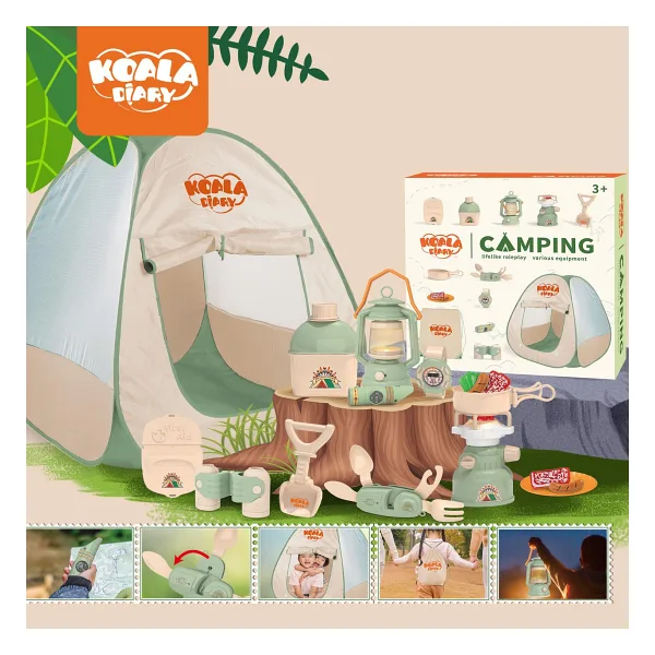 Learning Fun 13 Parça Işıklı Çadırlı Kamp Eşyaları Seti Oyuncak Oyun Seti Çocuk Oyun Çadırı