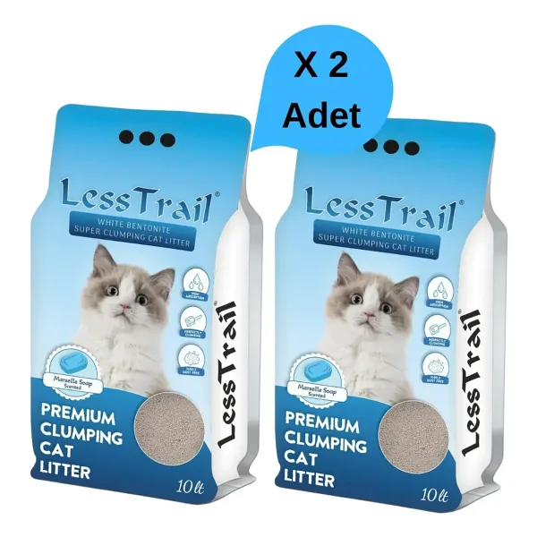 Less Trail Marsilya Sabunu Kokulu 10 lt 2'li Bentonit Kedi Kumu