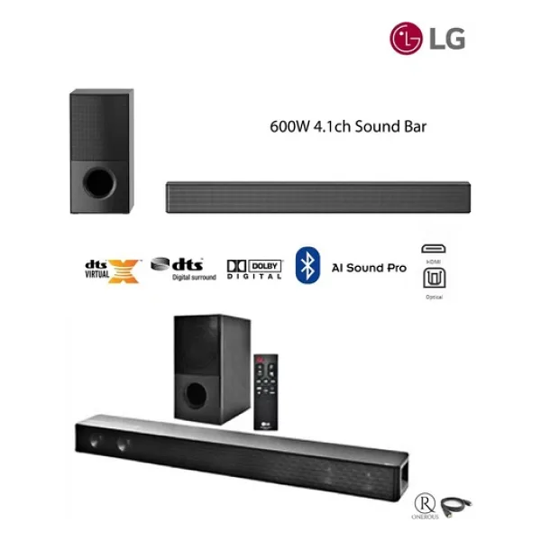 Lg 600w Yüksek Ses Ve İade, 4.1 Kanal Sinema Deneyimi, Kablosuz Bluetooth Optik, Hdmı Ve Usb Ses Sistemi Ev Sinema & Soundbar + Hdmı Kablosu