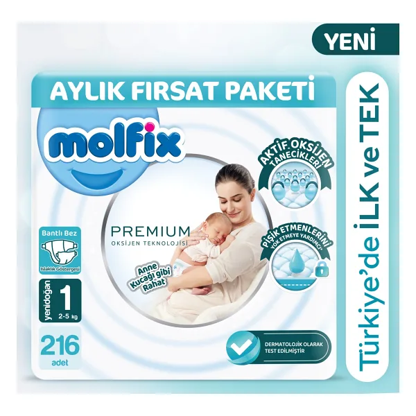 Molfix Premium 1 Numara Yenidoğan 72'li 3 Adet Bebek Bezi