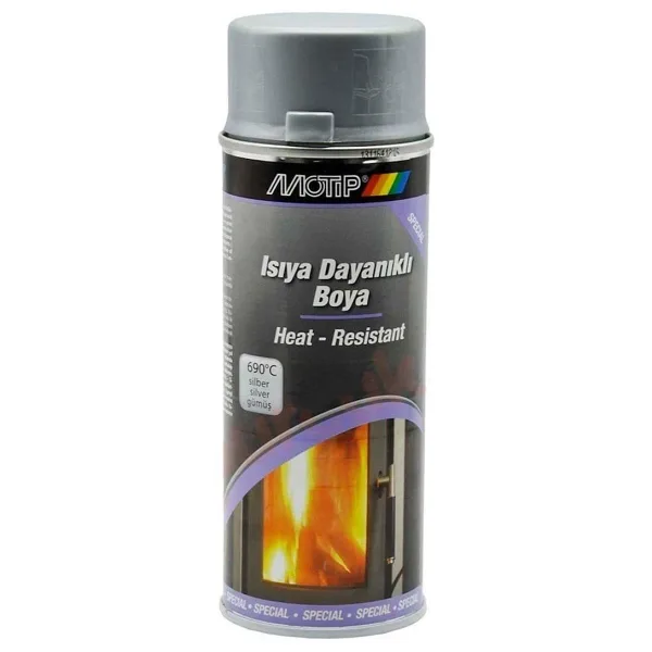 Motip Gümüş Gri 690 Derece Isıya Dayanıklı Yanmaz Sprey Boya 400 ML