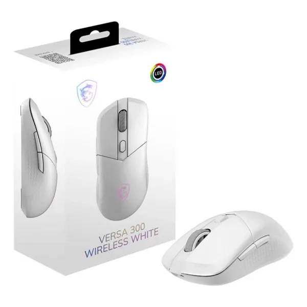 MSI Versa 300 Wireless Beyaz RGB Şarjlı Optik Kablolu/Kablosuz Oyuncu Mouse