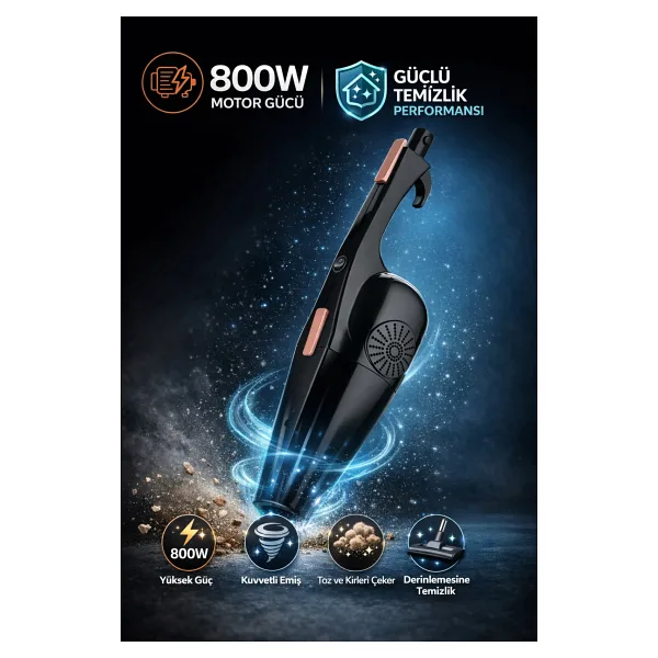 Newma 800W Kablolu Toz Torbasız Kullanım Dikey Süpürge - Siyah