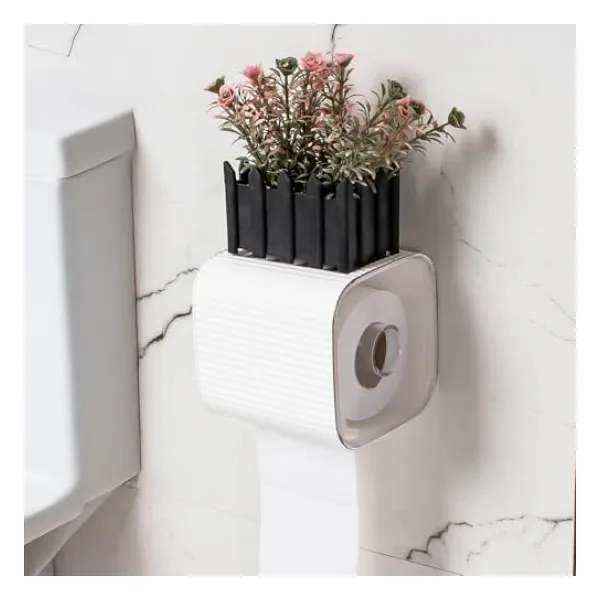 Porsima Yapışkanlı Banyo Tuvalet Kağıtlığı Wc Peçetelik Kağıtlık Tutucu Tuvalet Kağıt Organizeri (Beyaz)