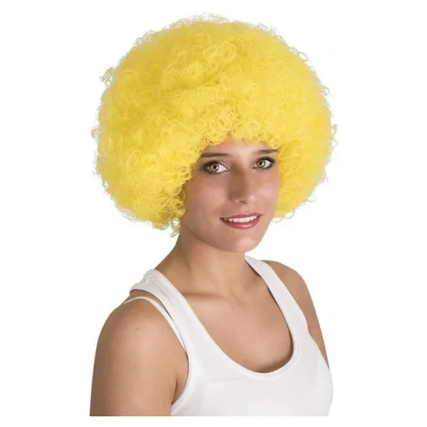 Sarı Renk Kıvırcık Afro Bonus Peruk (5264)