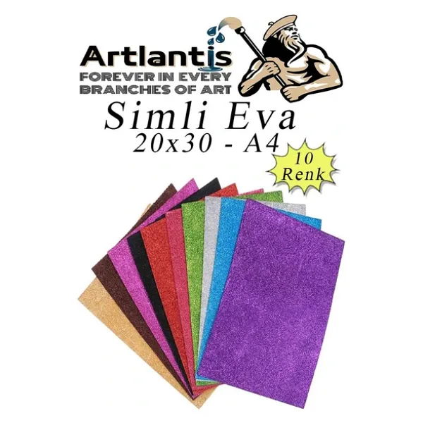 Simli Eva A4 20x30 cm 10 Renk 1 Paket Simli Eva Süngeri 10'lu Okul Kreş Anasınıfı Elişi Etkinlikleri