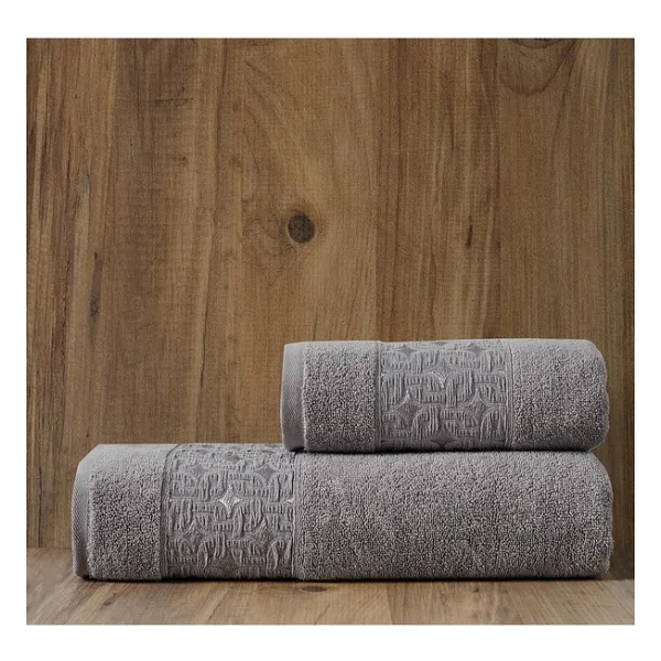 Soley Oppolo Extra Yumuşak Pamuklu Eponj 2'li Havlu Seti - 70 x 140 cm - 50 x 90 cm - Gri