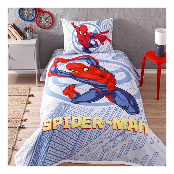 Taç Spiderman Justice Lisanslı Tek Kişilik Pike Takımı - Mavi