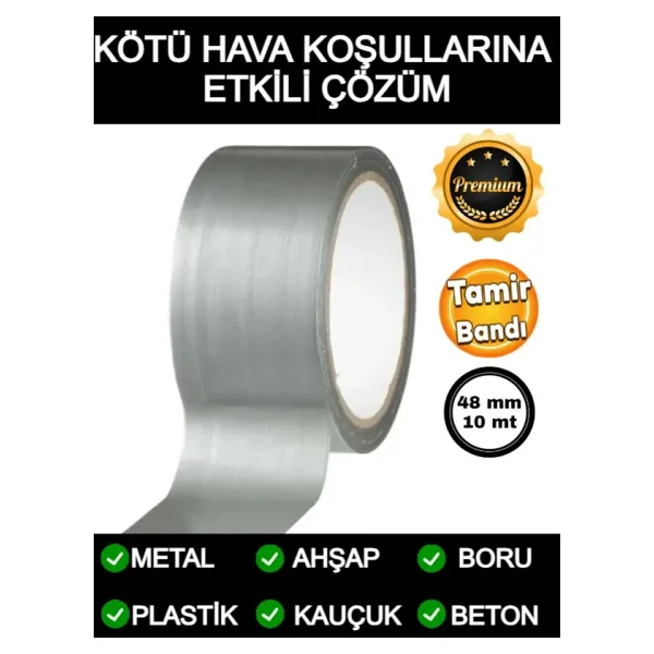 THREESTEP Çok Amaçlı Su Geçirmez Sızdırmaz Izolasyon Gri Tamir Bandı 48 Mm 10 Mt 1 Adet Güçlü Yalıtım Bant Tam
