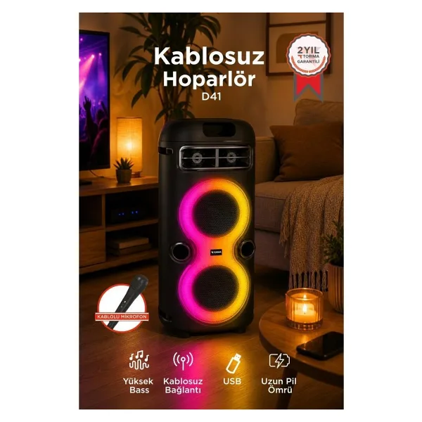 Torima D41 Mikrofonlu Bluetooth Hoparlör