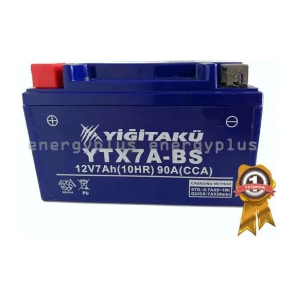 Yiğit Akü 12 V 7 Ah Amper YTX7A-BS Motosiklet Scooter Aküsü Güçlü Performans ve Uzun Ömürlü