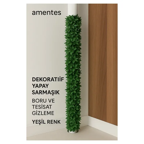 Amentes 7.5 Metre Tel Yaprak Doğalgaz Borusu Süsü Şerit Yapay Taç Sarmaşık Çiçek Süs