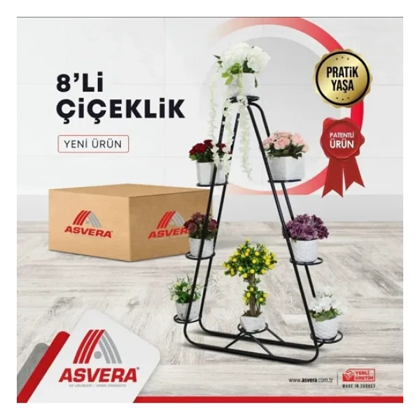 ASVERA 8'lİ Metal Portatif Çiçeklikleri - Çiçek Standı