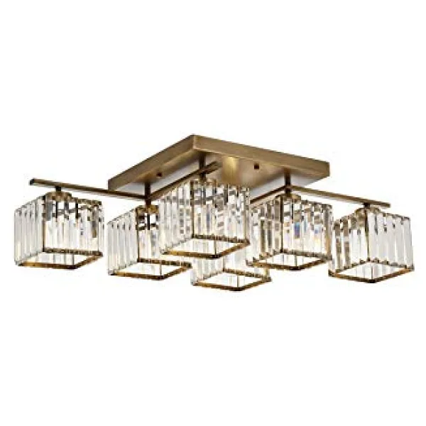 Avonnı Av-60230-6e Eskitme Kaplama Modern Avize, E27, Metal, Kristal, 80x40cm