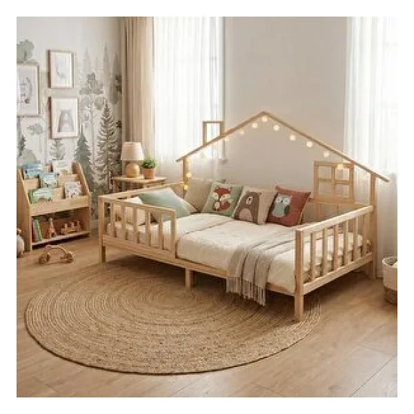 Baby Plus Arkası Çatılı 90x190 cm Montessori Karyola