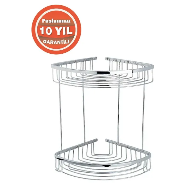 ÇELİK BANYO Paslanmaz Pirinç Destina 2'li 19x19 Cm Şampuanlık Süngerlik Köşelik