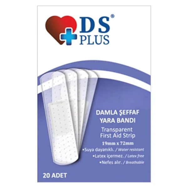 DS Plus Su Geçirmez Şeffaf 20'li Yara Bandı