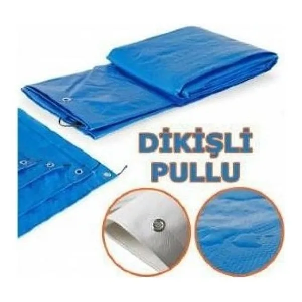 Eko Tente Ebatlı Çadır Branda Kapsüllü Su Geçirmez Gölgelik Tente Yağmurluk Teras Havuz Inşaat Depo Bahçe Saman Balya Örtüsü - 12 X 12 - Mavi