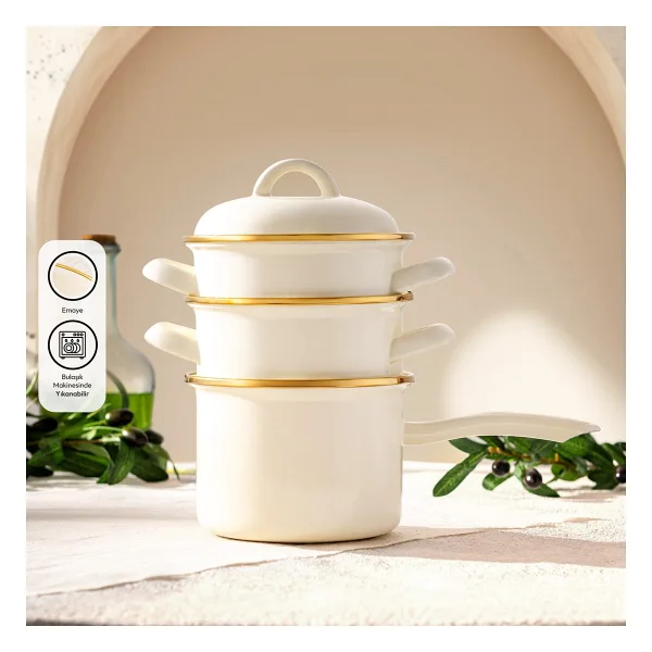 Emsan Retro 14 cm Emaye Midi Tencere Seti