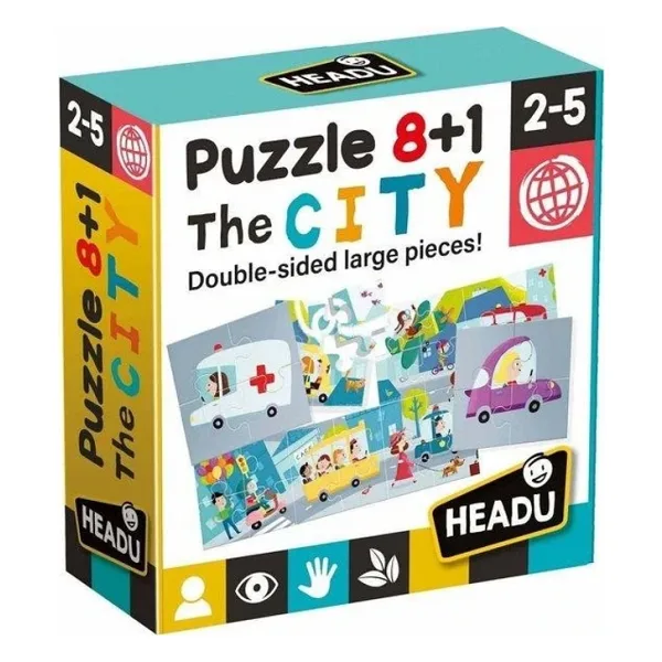 Headu 8+1 Çift Taraflı Şehir Puzzle