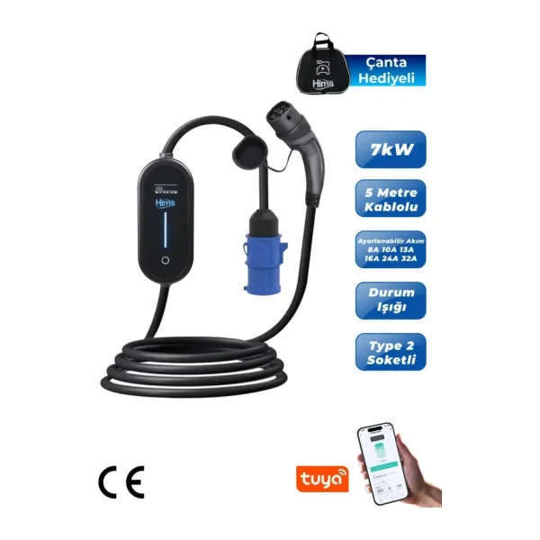 Hims 7kw Ev Tipi Taşınabilir Elektrikli Araç Şarj Istasyonu Hctk-7-Ps