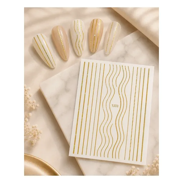 Holografik Altın Çizgiler Tırnak Sticker Tırnak Etiketi Nail Art Jo-1333