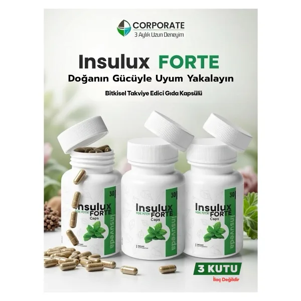 İnsulux 3 x 30 Caps Insulux Forte Gurmar,acı Yavşan,oğulotu ve Tarçın Özü Içeren Takviye Edici Gıda Detox Ürün Hediyesiyle - 3'lü