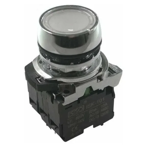 ISM-BW31B5 24V Işıklı Yaylı Metal Buton - Beyaz
