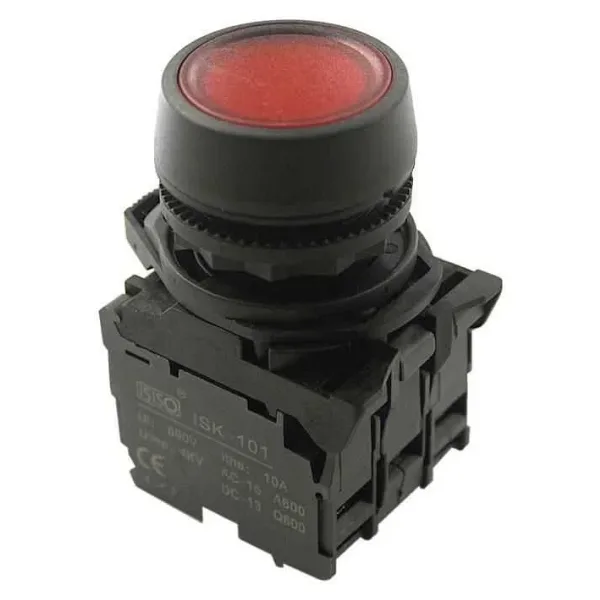 ISP-AW34M5 220V Led Işıklı Yaylı Buton - Kırmızı