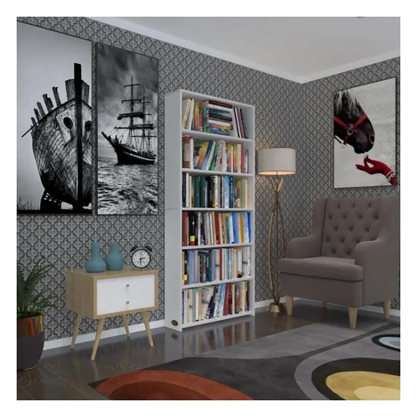 Kenzlife kitaplık süper ga 180x80x19 byz 6 katlı tek bölme çift bölme opsiyonlu ofis mutfak banyo dolabı arkalıksız